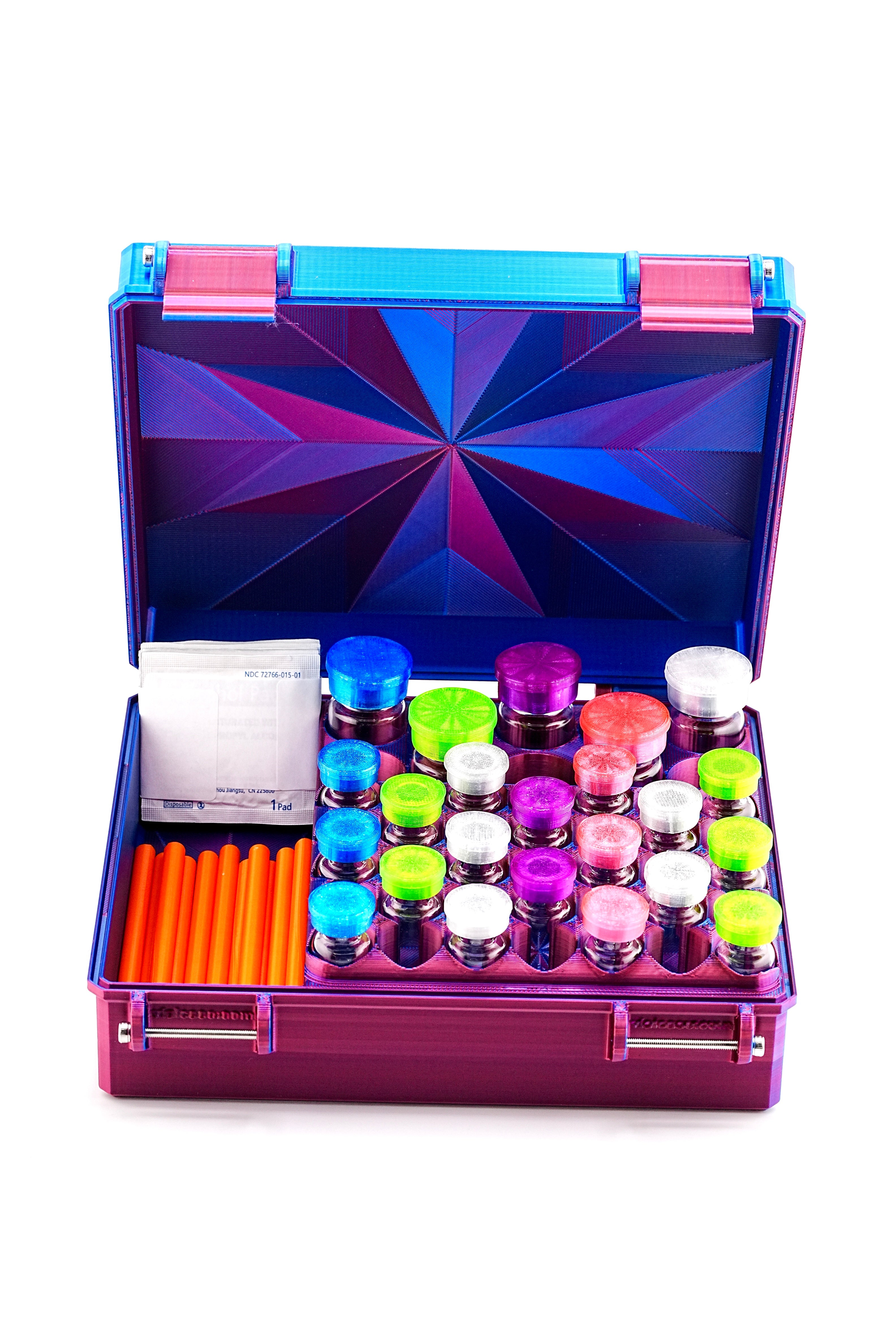 Large Combo Vial Case | 35-Slot 3 ml Vial Case & 10-Slot 10 ml Vial Case Slots | Organizer for GLP-1, Peptides, Research