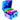 Colorful cylindrical containers in a blue open case on a white background