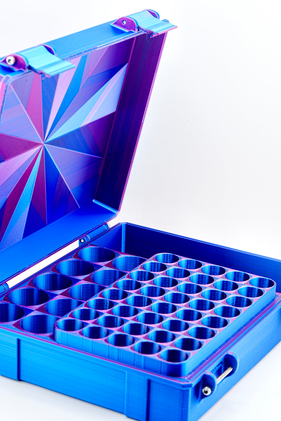 Vial Vault Pro 50 vial case, three-quarter angle showing case profile