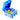 Blue open toolbox with colorful cylindrical objects inside on a white background