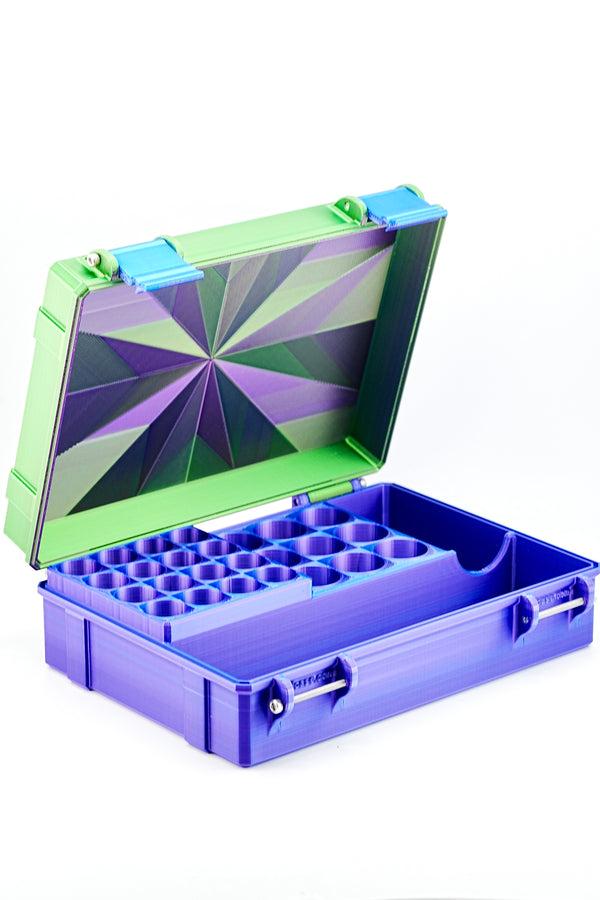 Large Combo Vial Case | 16-Slot 3 ml Vial Case & 9-Slot 10 ml & BAC & Syringe Vial Case Slots | Organizer for Peptides, Research
