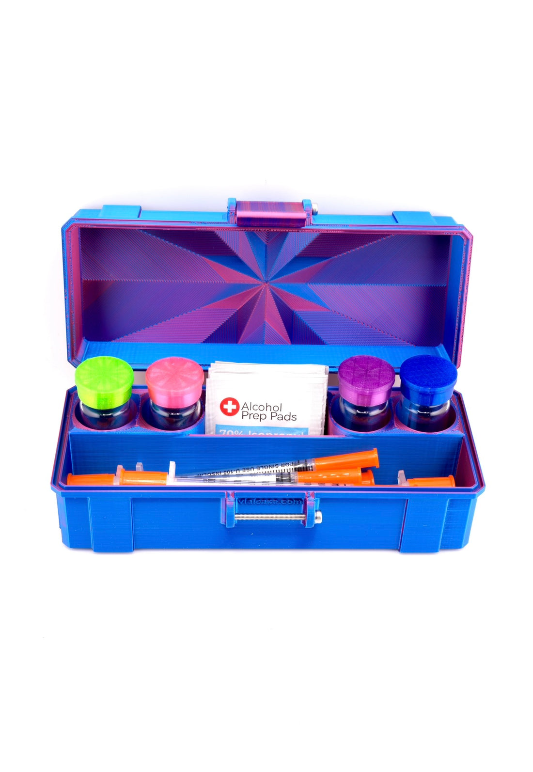 4-Slot 3 ml or 10 ml Vial Case with Extra Storage for Syringes, Alcohol pads, — main product view