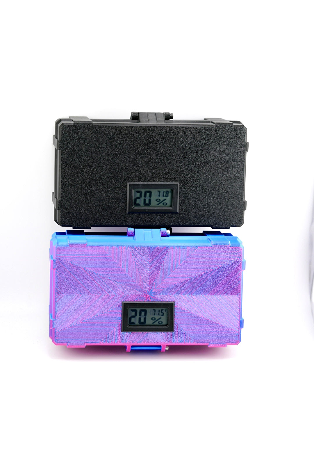 TempView mixed vial case — 6 x 10 ml and 8 x 3 ml vial slots with built-in temperature display