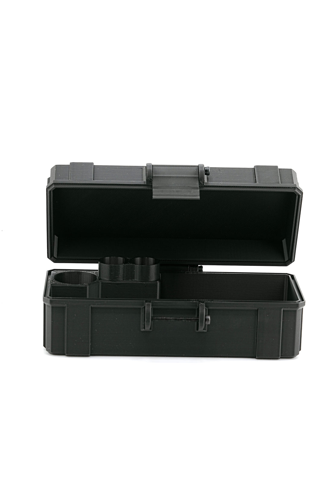 Black vial box on a white background