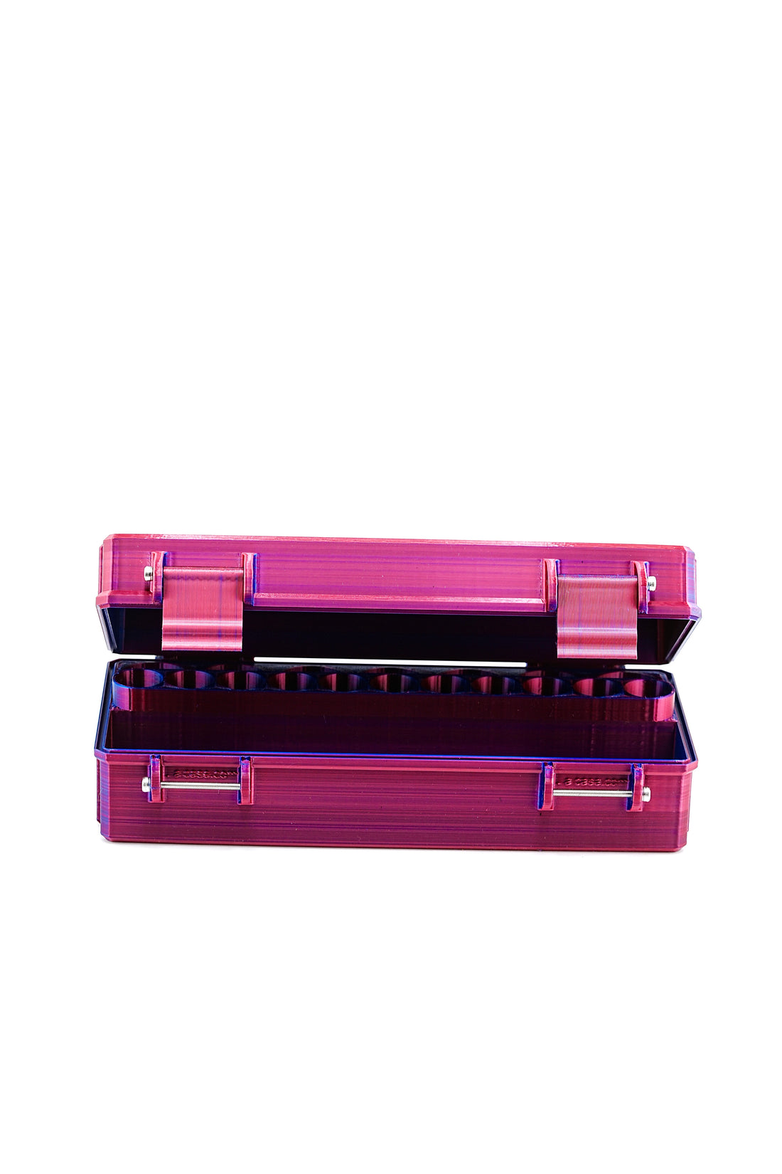 Closed blue and pink mixed vial storage case