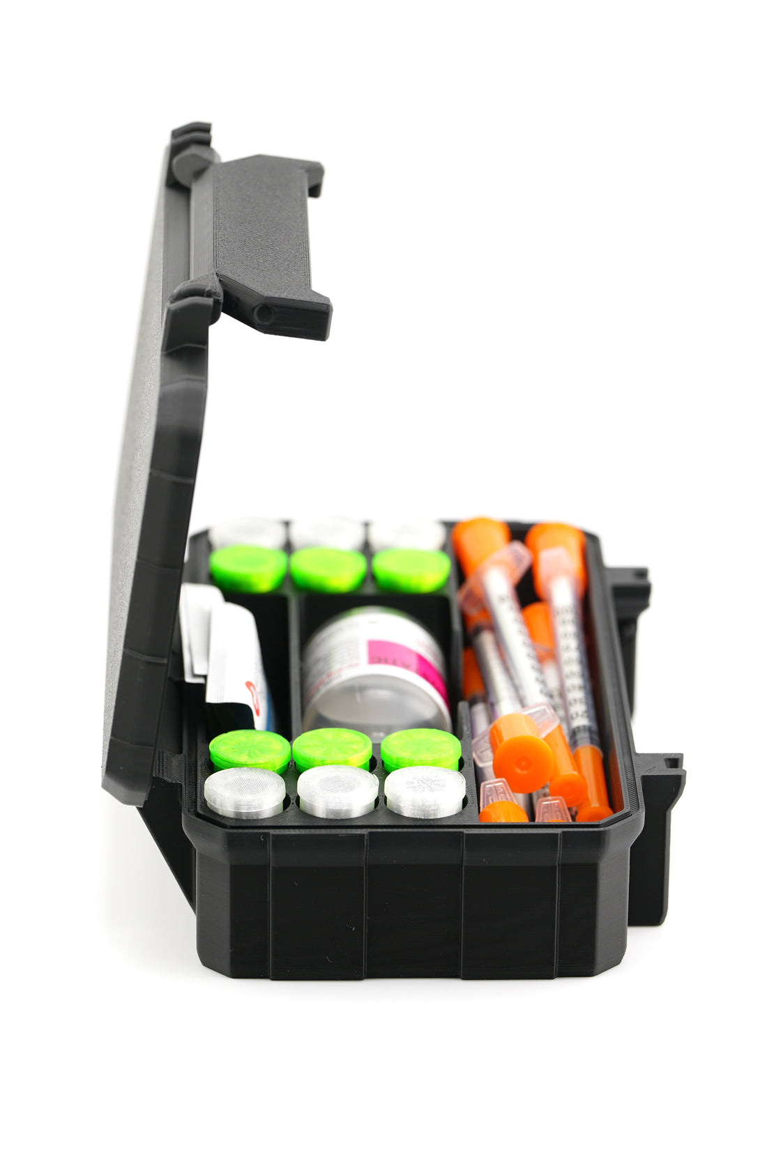 12-Slot 3 ml Vial Case with BAC & Syringe Storage | Rugged Travel Reconstitution Organizer