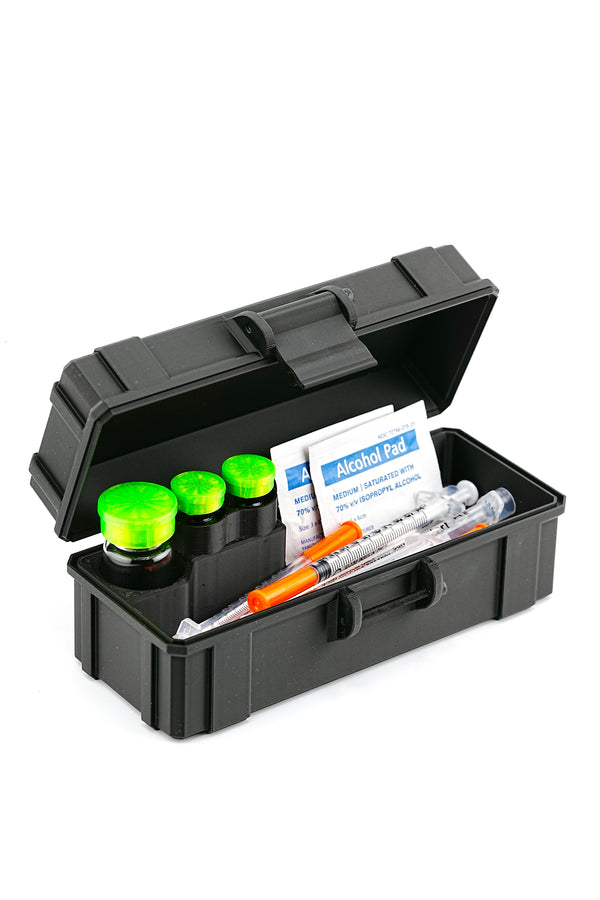 Vial Case Holds 2 x 3ml, 1 x 10ml Vials Tall + Prep Pads | Ready Portable