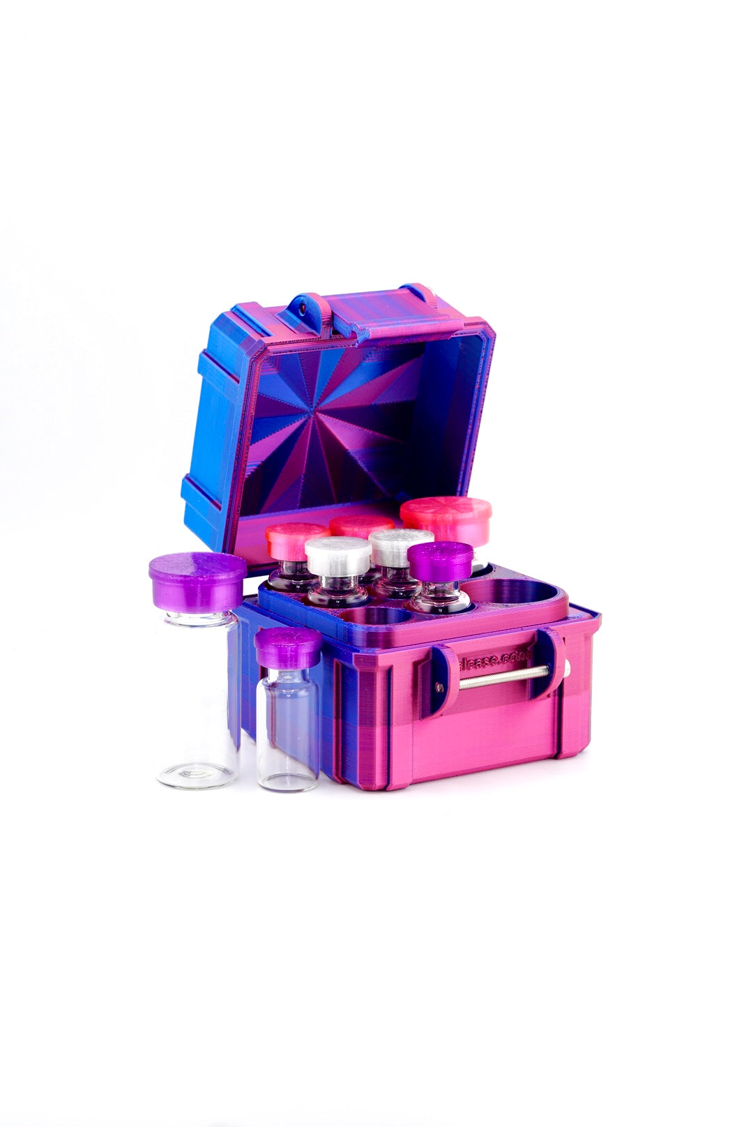 Mixed Vial Case shown open with lid raised — interior layout visible
