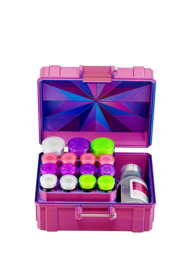 Mixed Vial Case | 12-Slot 3 ml Vial Case, 3-Slot 10 ml Vial Case + 1 BAC | Organizer for GLP-1, Peptides, Research