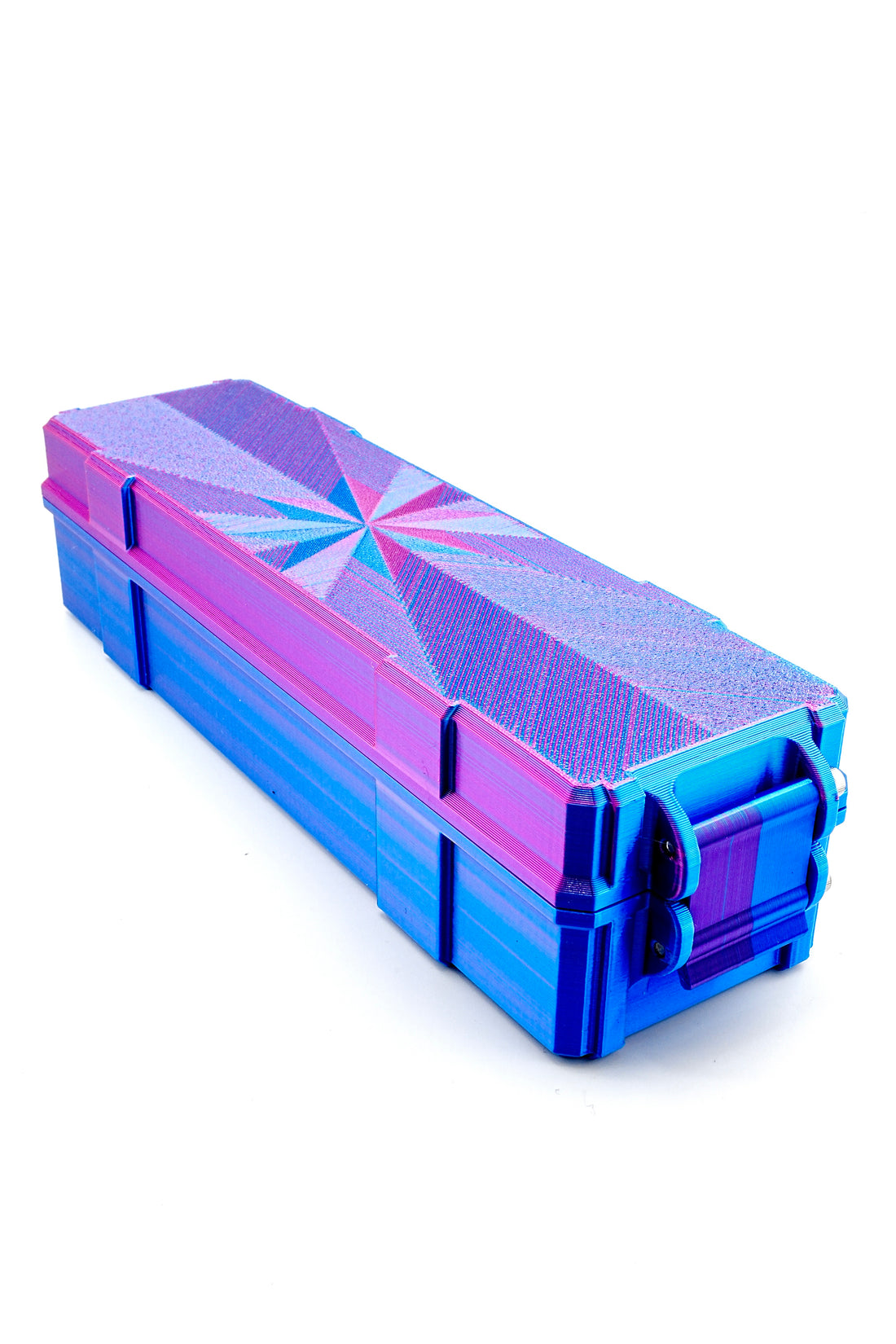3-slot 3 ml vial organizer, side view of case depth and hinges