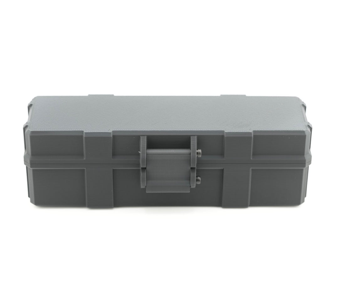 Gray vial case box on a white background