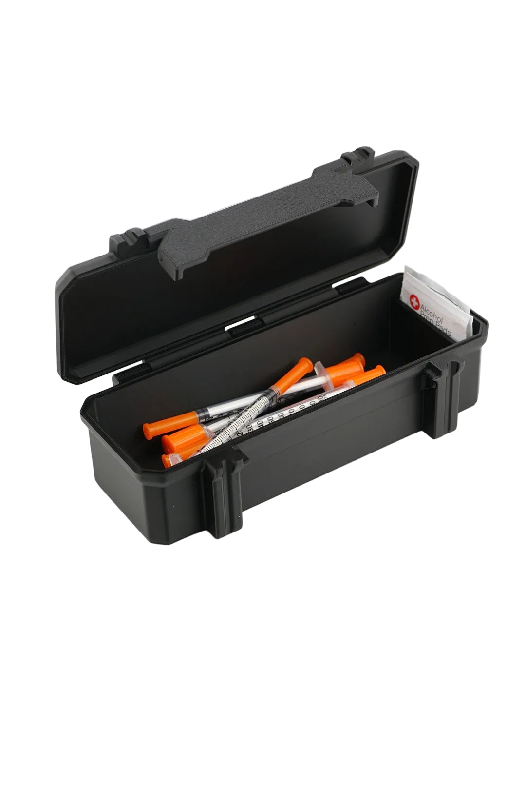 Preloaded syringe storage box — rugged hard-shell travel case for GLP-1 and peptide syringes