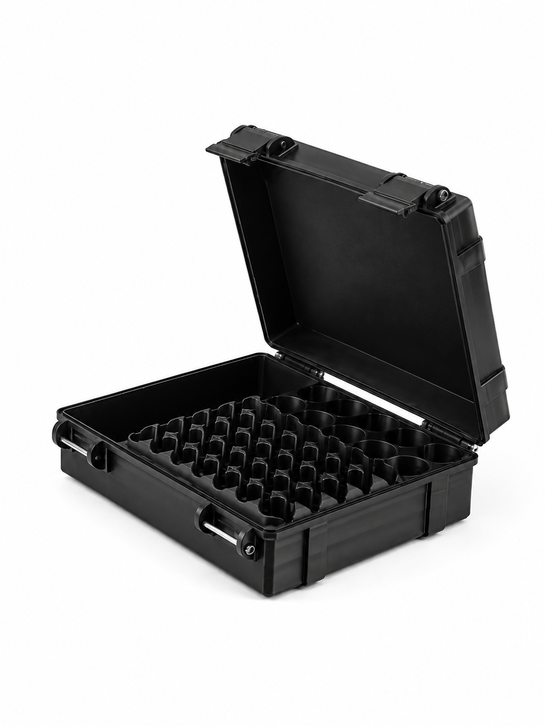 Hard-shell peptide vial case ready for travel inside a rotomolded cooler