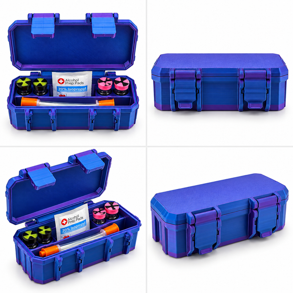 4-Slot 3 ml or 10 ml Vial Case with Extra Storage for Syringes, Alcohol pads, 