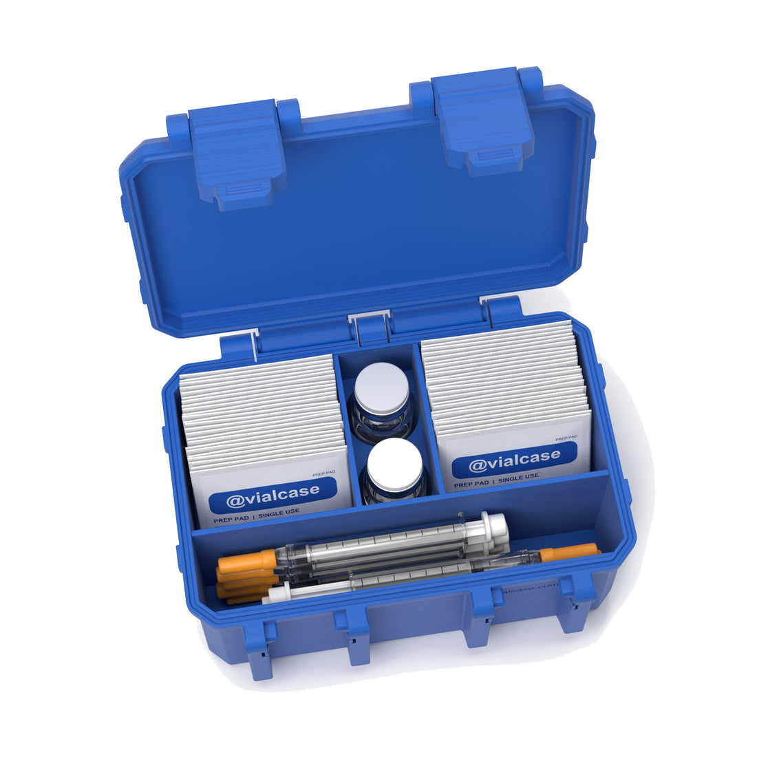 Staged: Insulin Vial Case 2 Vials in Cobalt Blue - vials, syringes and pads not included