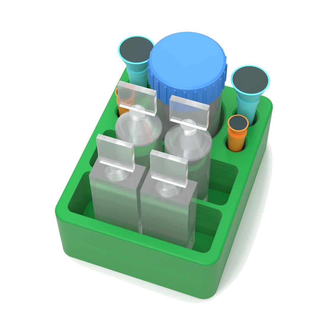 Staged: Scleral Lens Station - Small in Cyber Green - lens cup, plungers, saline vials and bottles shown are not included