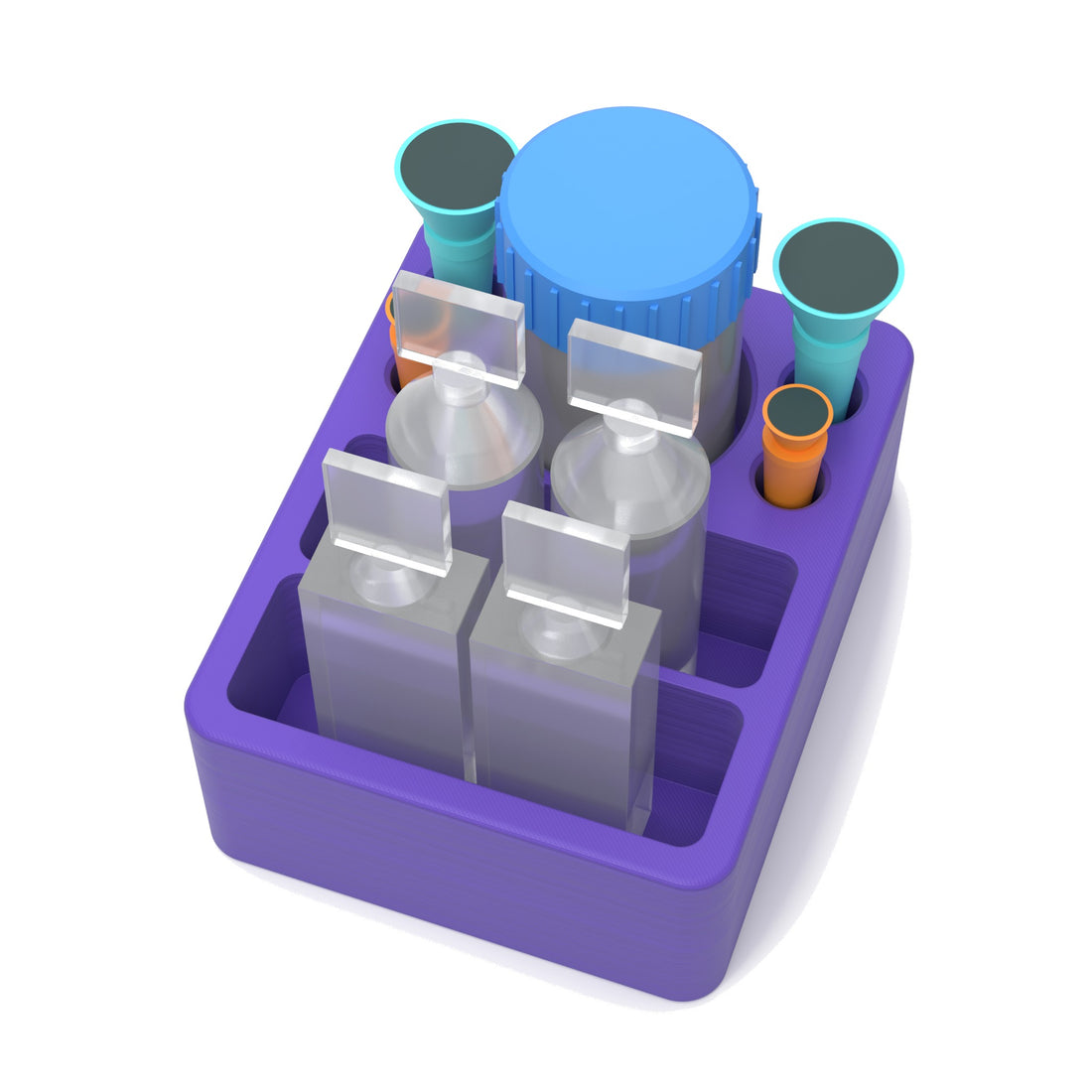 Staged: Scleral Lens Station - Small in Purple - lens cup, plungers, saline vials and bottles shown are not included