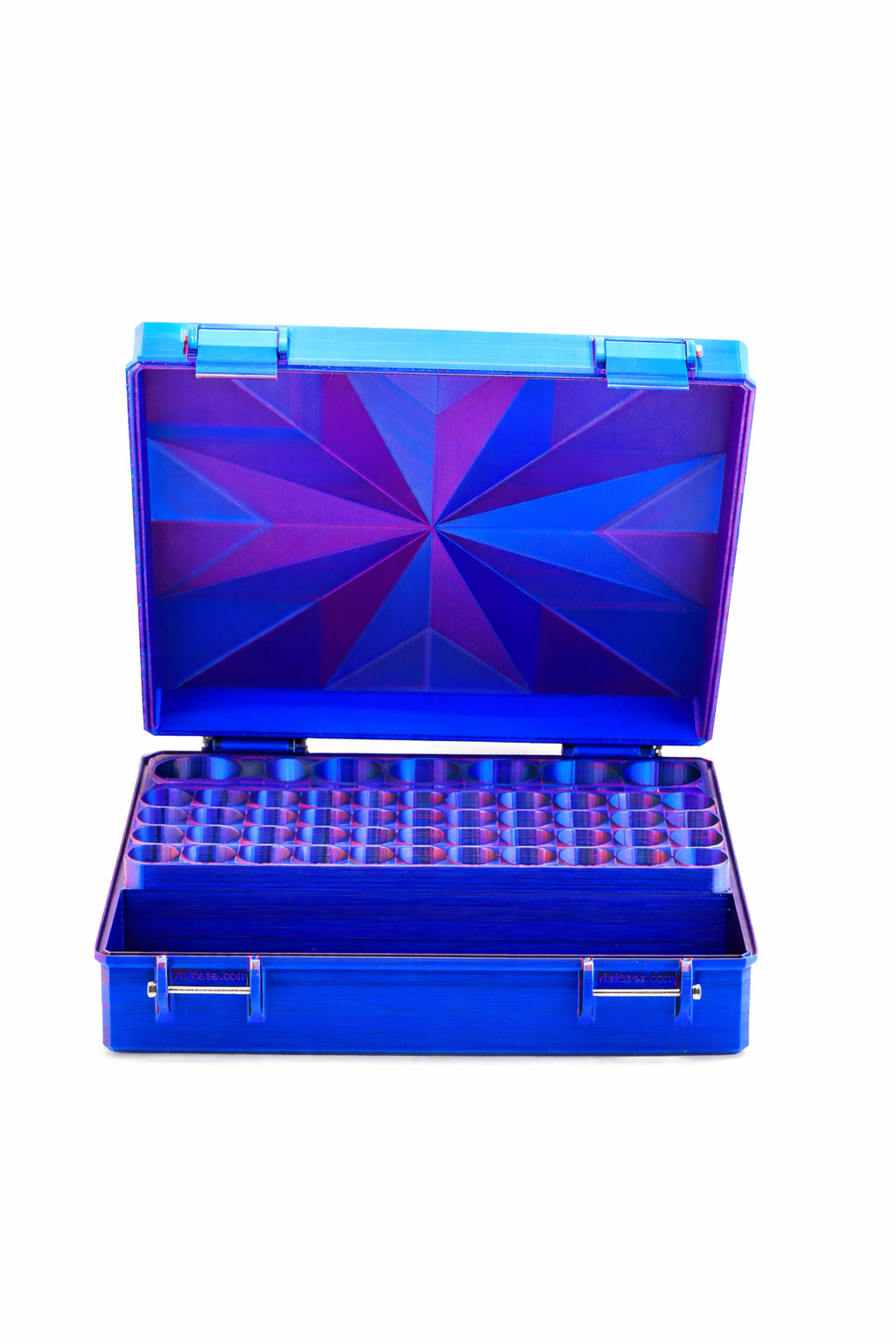 Dual-zone wine fridge holding peptide vial cases at 40 degrees Fahrenheit