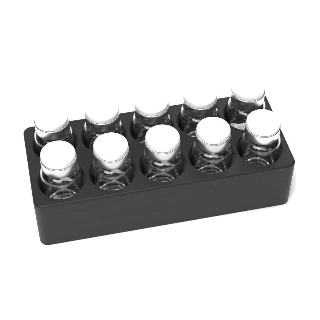 Staged: VialCase Fridge Tray 10 x 10 mL in Black - vials shown are not included