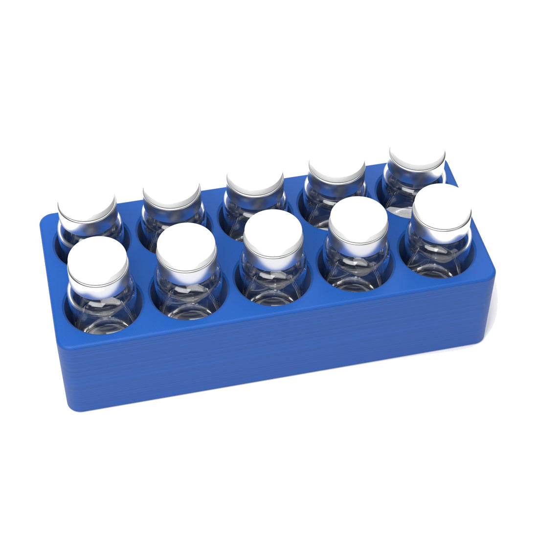Staged: VialCase Fridge Tray 10 x 10 mL in Cobalt Blue - vials shown are not included