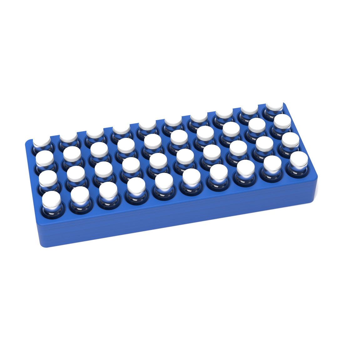 Staged: VialCase Fridge Tray 40 x 3 mL in Cobalt Blue - vials shown are not included