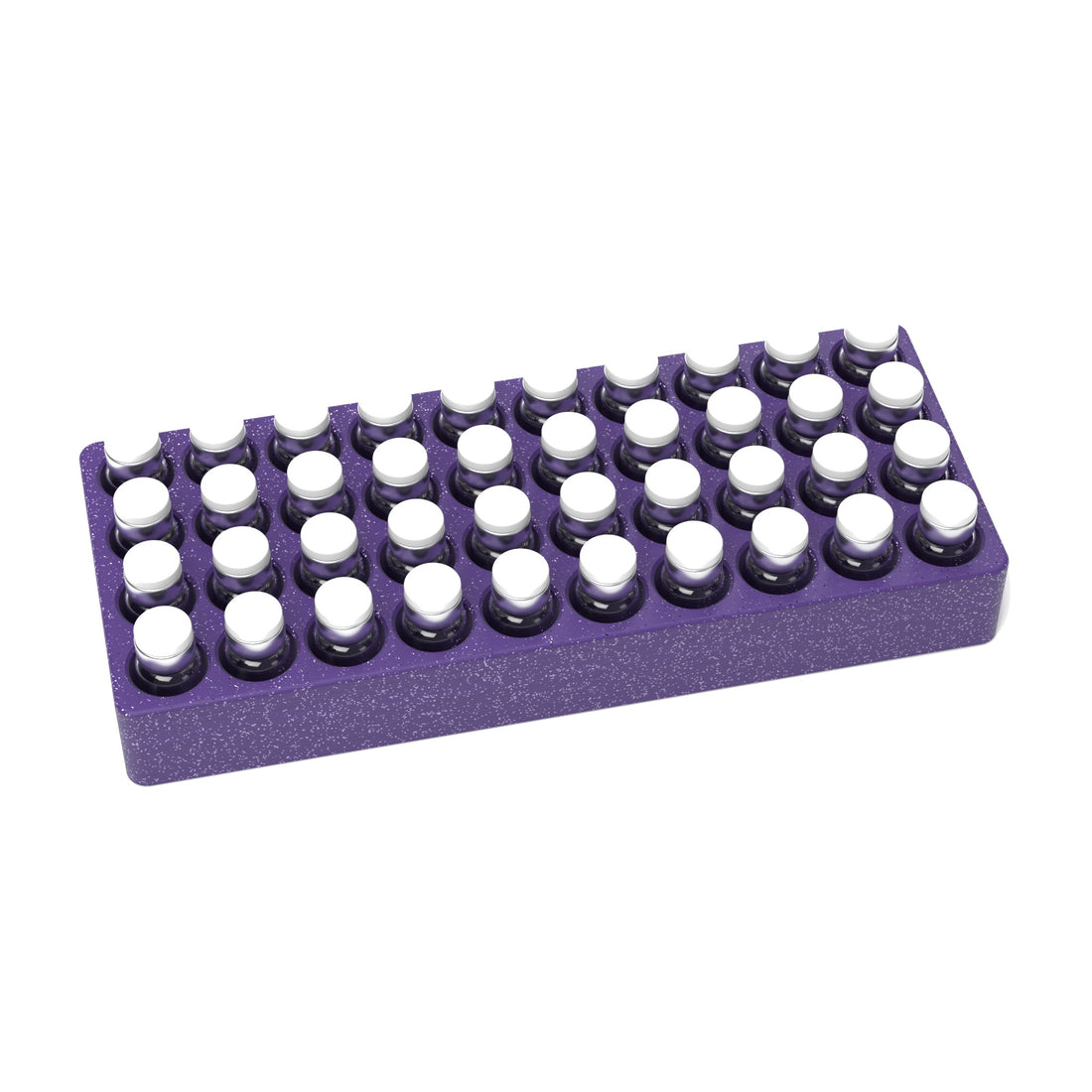 Staged: VialCase Fridge Tray 40 x 3 mL in Galaxy Purple - vials shown are not included