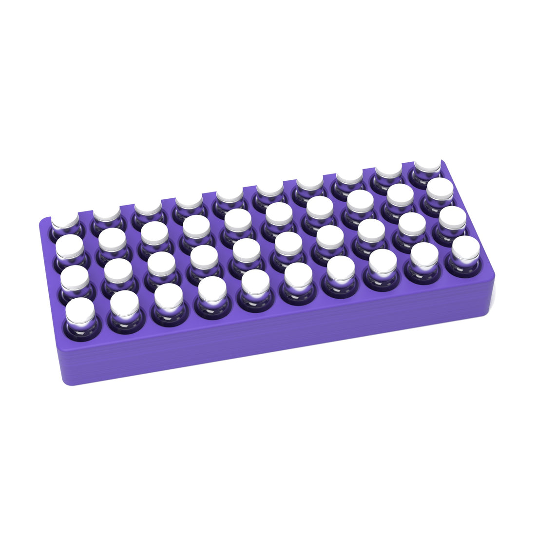 Staged: VialCase Fridge Tray 40 x 3 mL in Purple - vials shown are not included