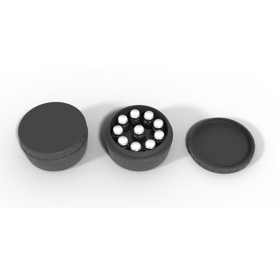 Round screw-top vial jar 10 x 3 mL - Black