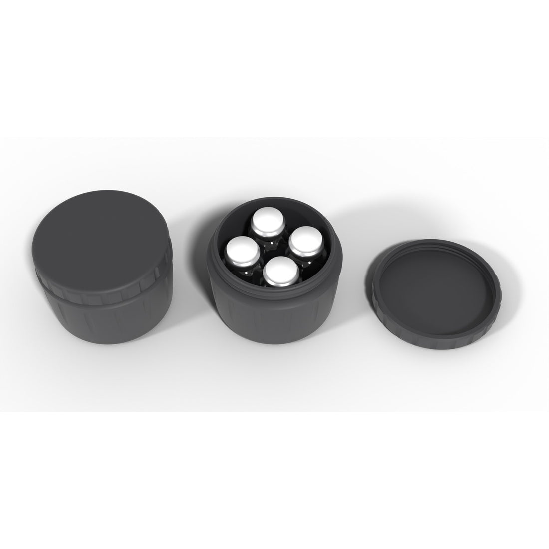 Round screw-top vial jar 4 x 10 mL - Black